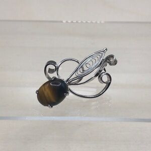Elegant modernist style tiger's eye brooch-vintage.